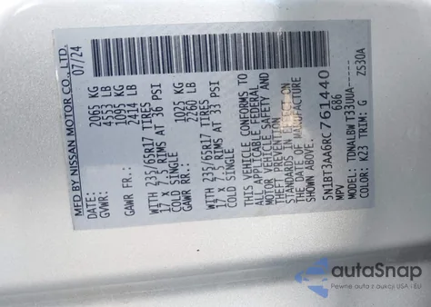 2017 Nissan Murano Sv from USA, damaged, VIN 5N1AZ2MG3HN166083